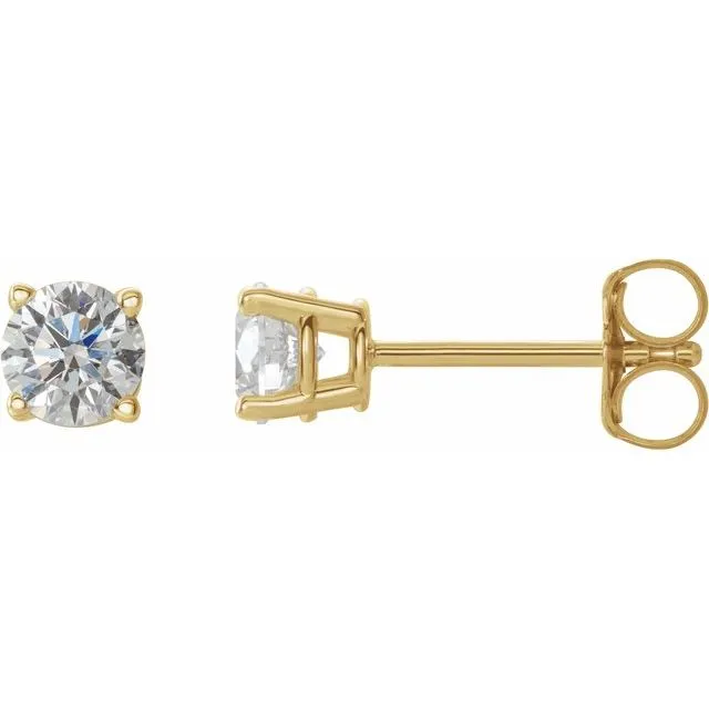 14K Gold Round Gemstone Earrings