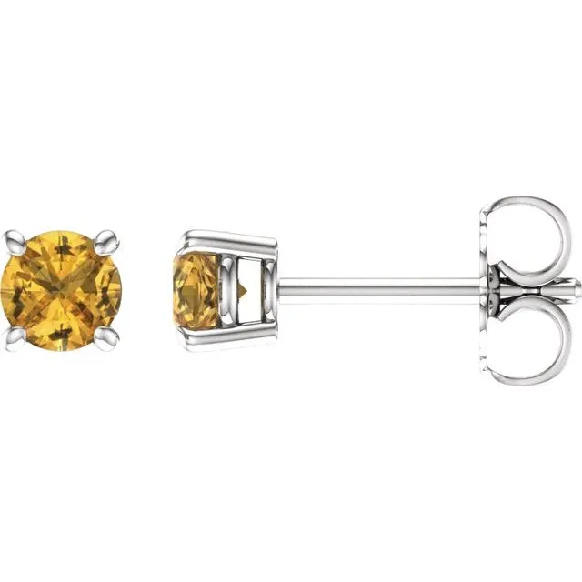 14K Gold Round Gemstone Earrings