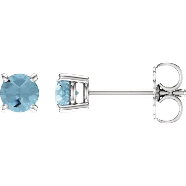 14K Gold Round Gemstone Earrings