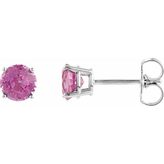 14K Gold Round Gemstone Earrings