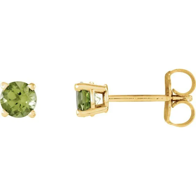 14K Gold Round Gemstone Earrings