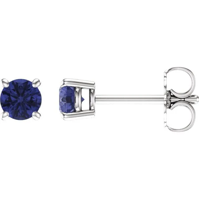 14K Gold Round Gemstone Earrings