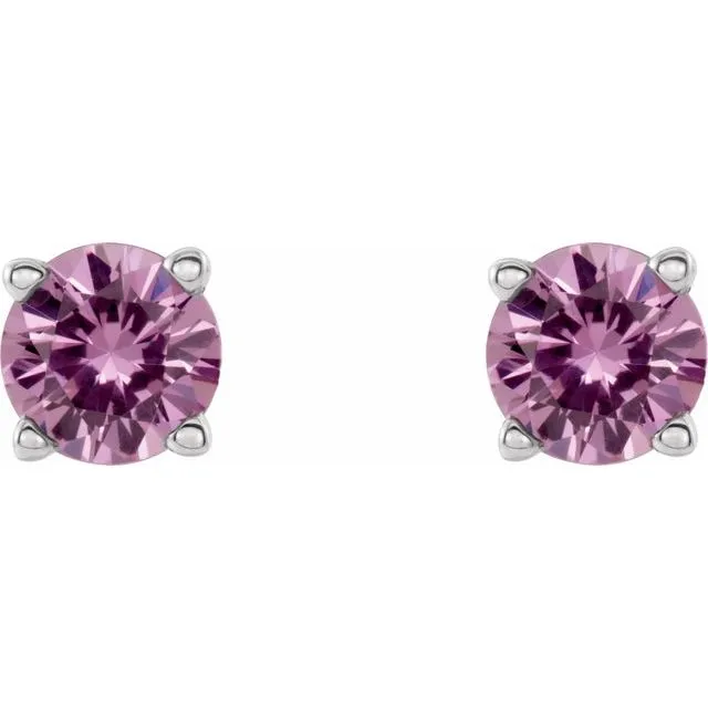 14K Gold Round Gemstone Earrings
