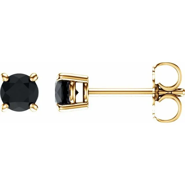14K Gold Round Gemstone Earrings