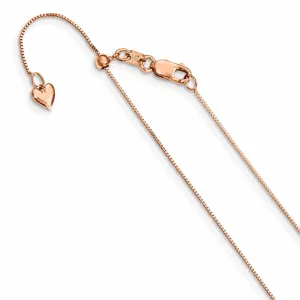 14K Rose Gold Adjustable  .55mm Baby Box Chain