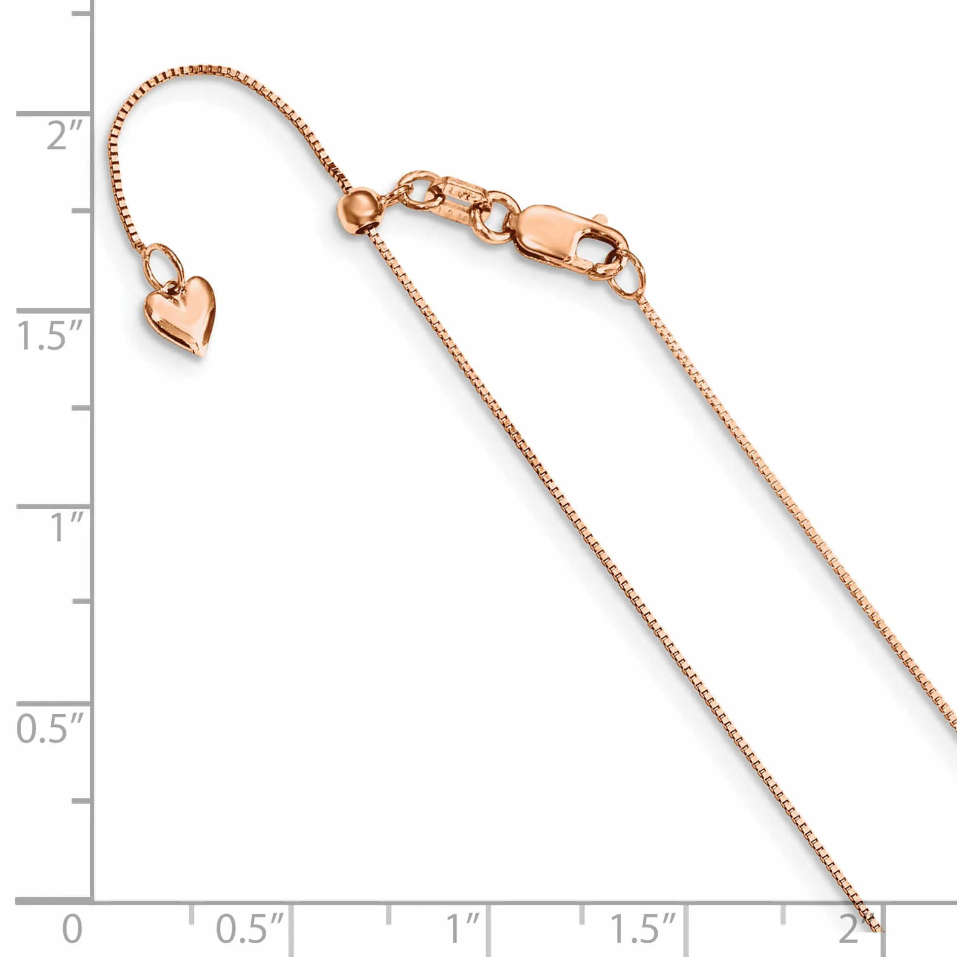 14K Rose Gold Adjustable  .55mm Baby Box Chain
