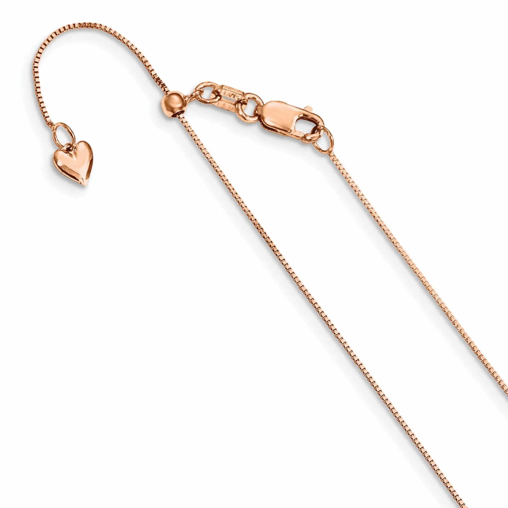 14K Rose Gold Adjustable  .55mm Baby Box Chain