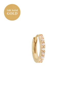 14K Solid Gold Ophelia Pave Huggie Hoop