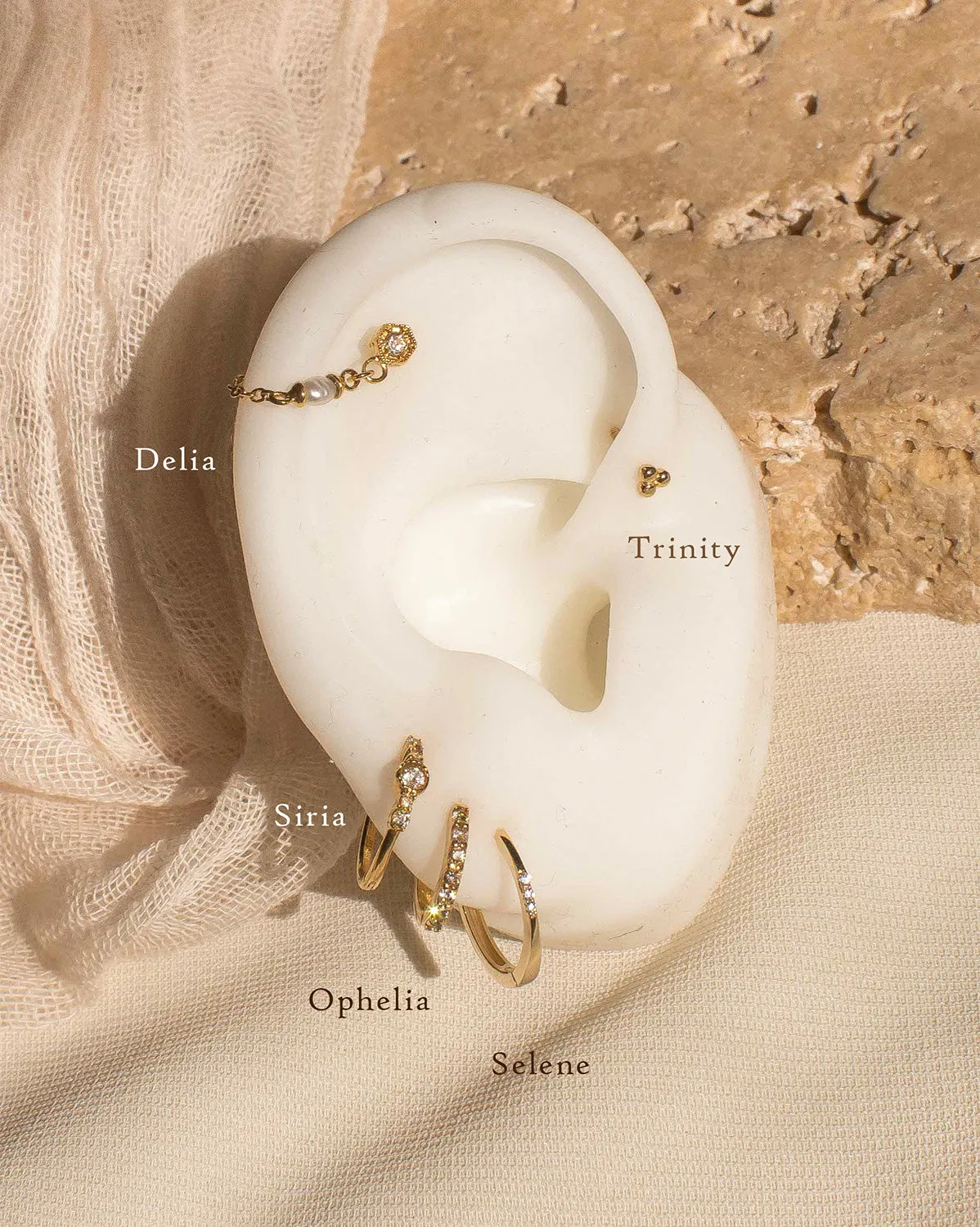 14K Solid Gold Ophelia Pave Huggie Hoop