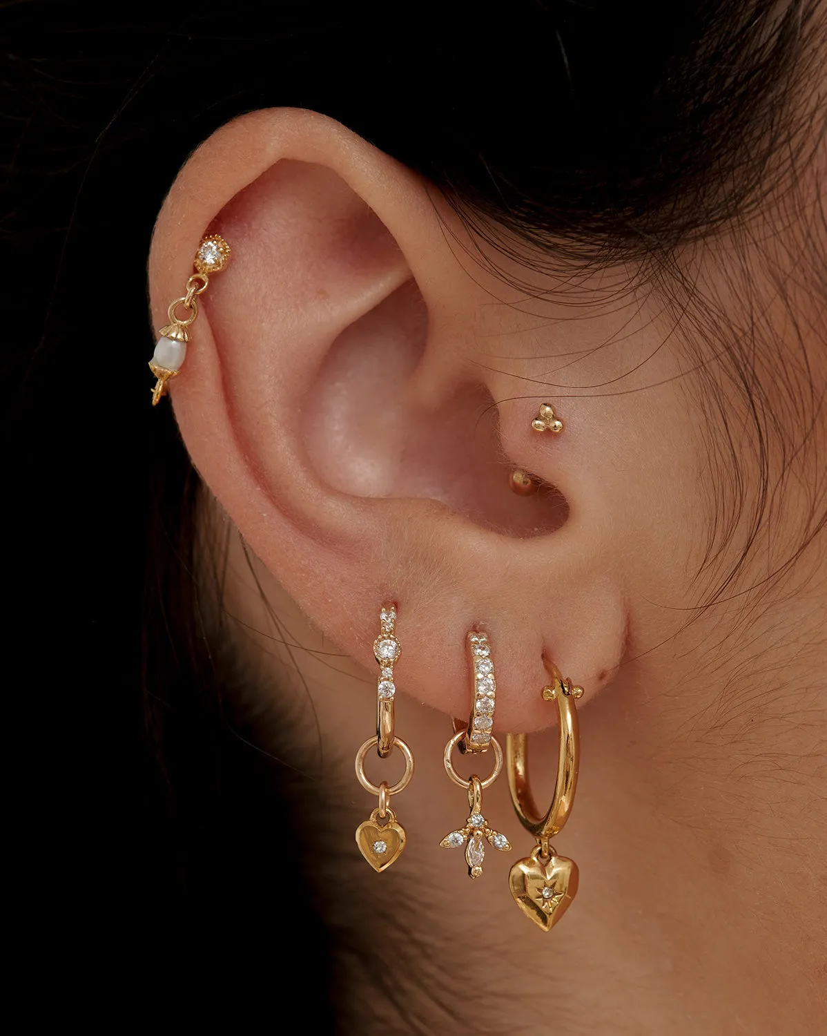 14K Solid Gold Ophelia Pave Huggie Hoop
