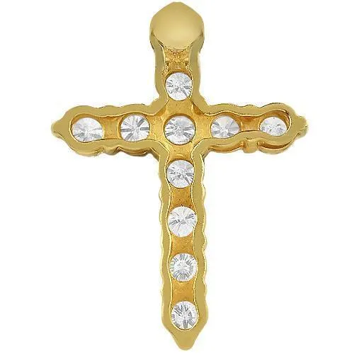 14K Solid Yellow Gold Diamond Cross Pendant 4.50 Ctw