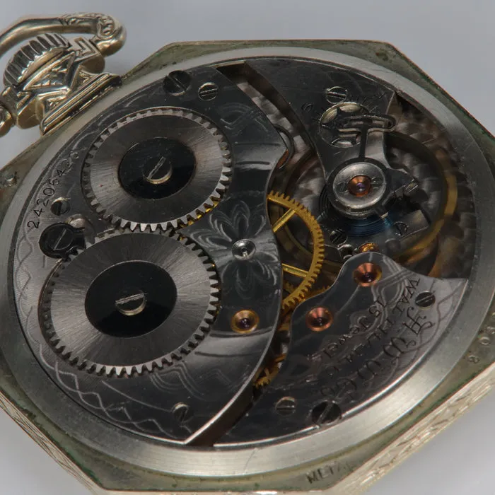 14K White Gold 1922 Waltham Pocket Watch