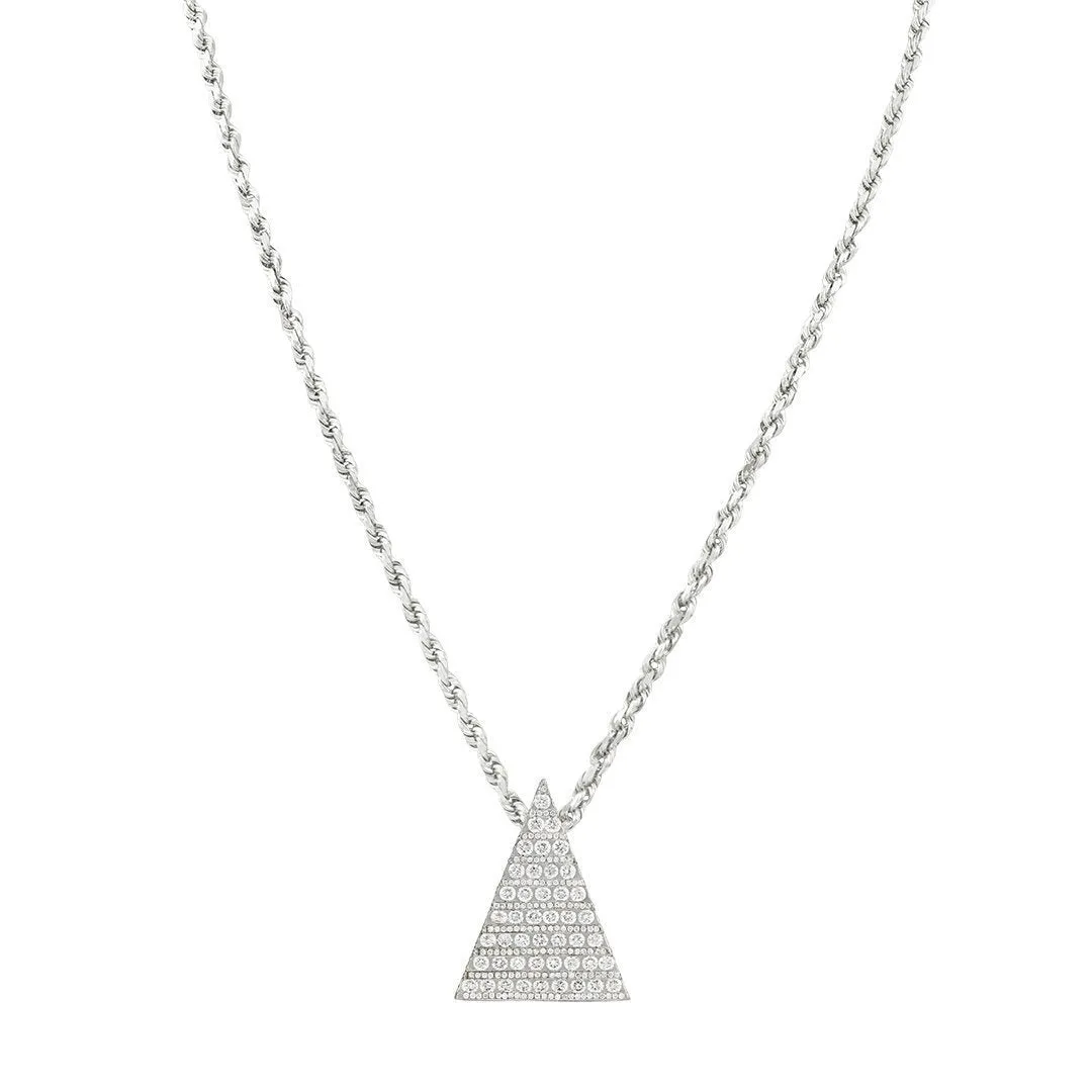14k White Gold Diamond Pyramid Pendant 5.28 Ctw