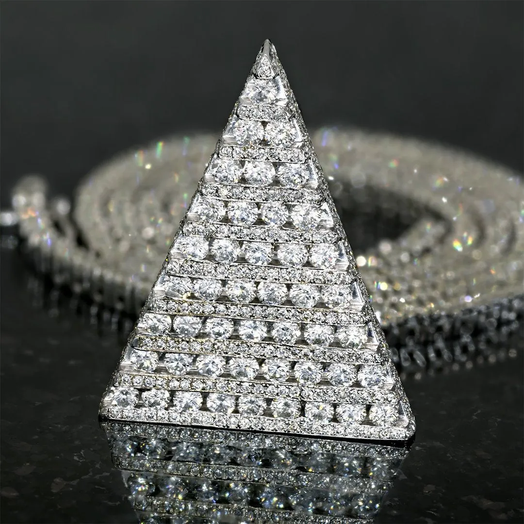 14k White Gold Diamond Pyramid Pendant 5.28 Ctw