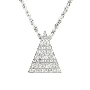14k White Gold Diamond Pyramid Pendant 5.28 Ctw