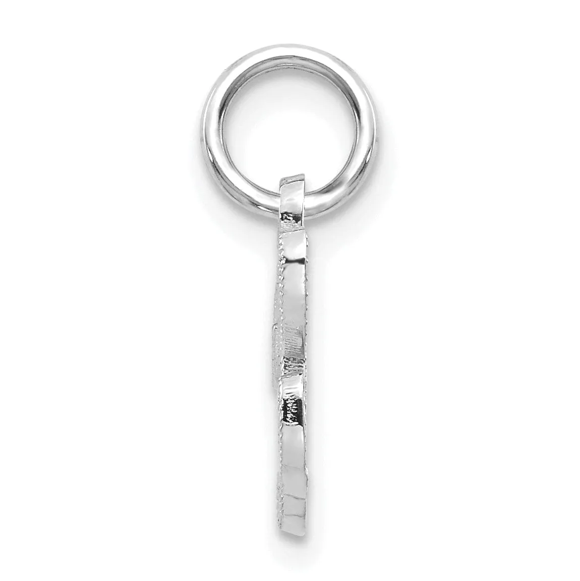 14K White Gold Small Size Casted Script Design Letter H Initial Charm Pendant
