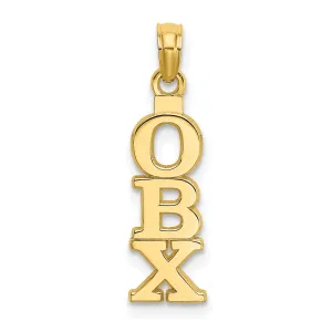14K Yellow Gold Polished Finish OBX (Outer Banks) Vertical Shape Design Charm Pendant