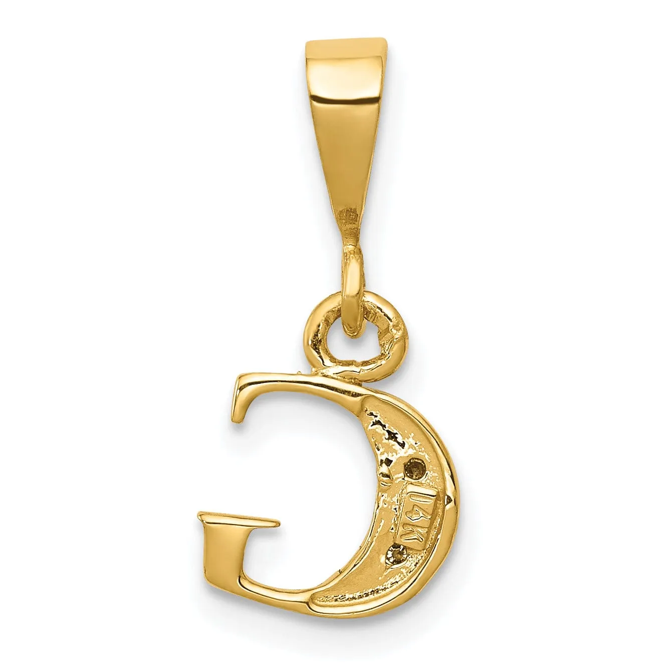 14K Yellow Gold Small 0.01CT Diamond Letter G Initial Block Pendant