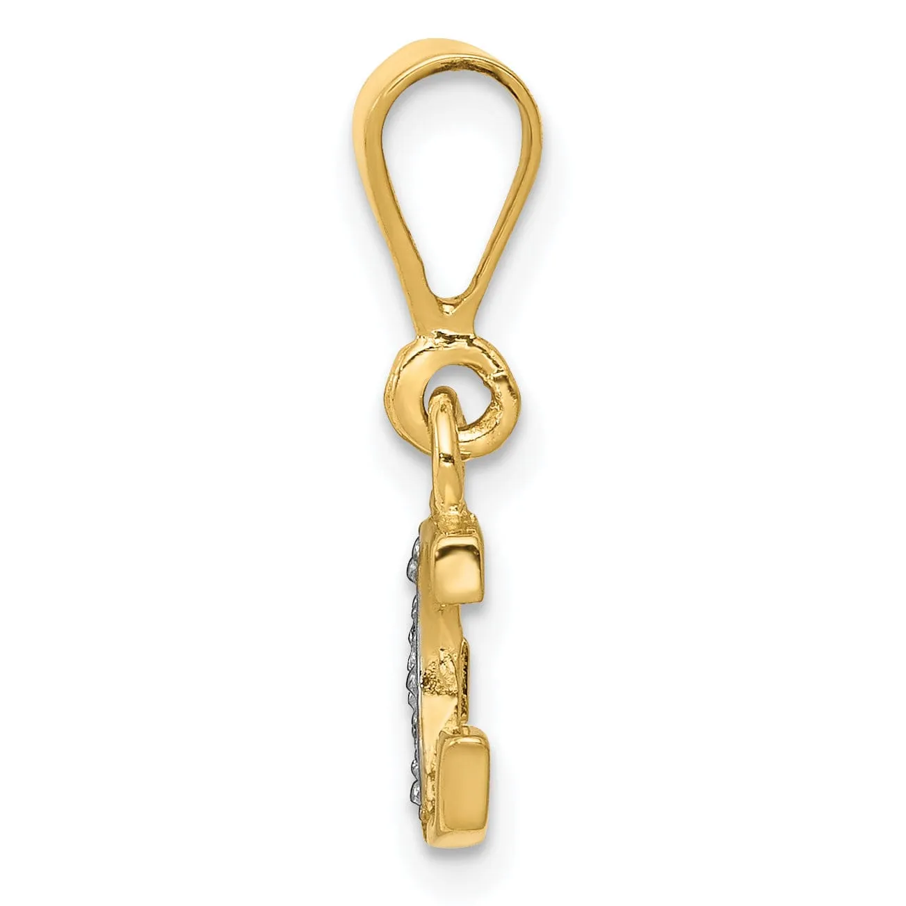 14K Yellow Gold Small 0.01CT Diamond Letter G Initial Block Pendant