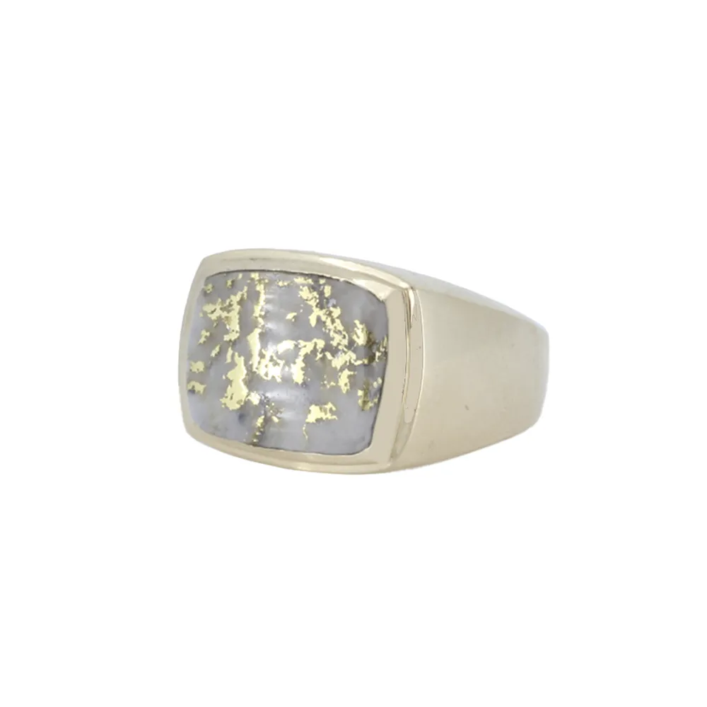14K Yellow Men's Gold Quartz Ring