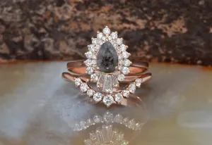 1.60 ct salt and pepper diamond ring set non traditional engagement ideas