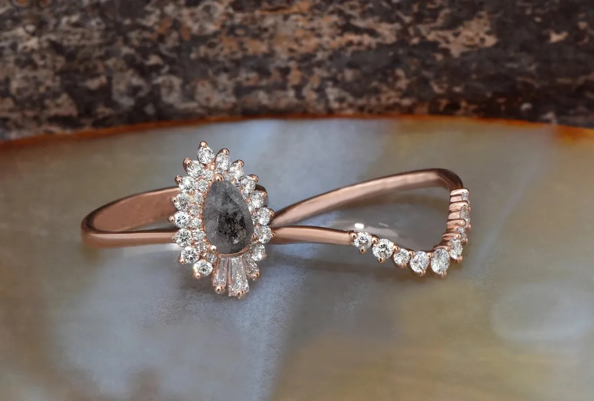 1.60 ct salt and pepper diamond ring set non traditional engagement ideas