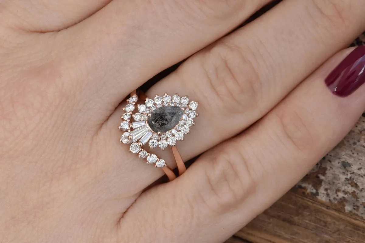 1.60 ct salt and pepper diamond ring set non traditional engagement ideas