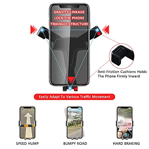 1797 for Audi Q5 Accessories 2018 2019 2020 2021 Phone Mount Holder Car Cellphone Cradle Air Outlet Hazard Button Gravity Upgraded Dash Navigation Black