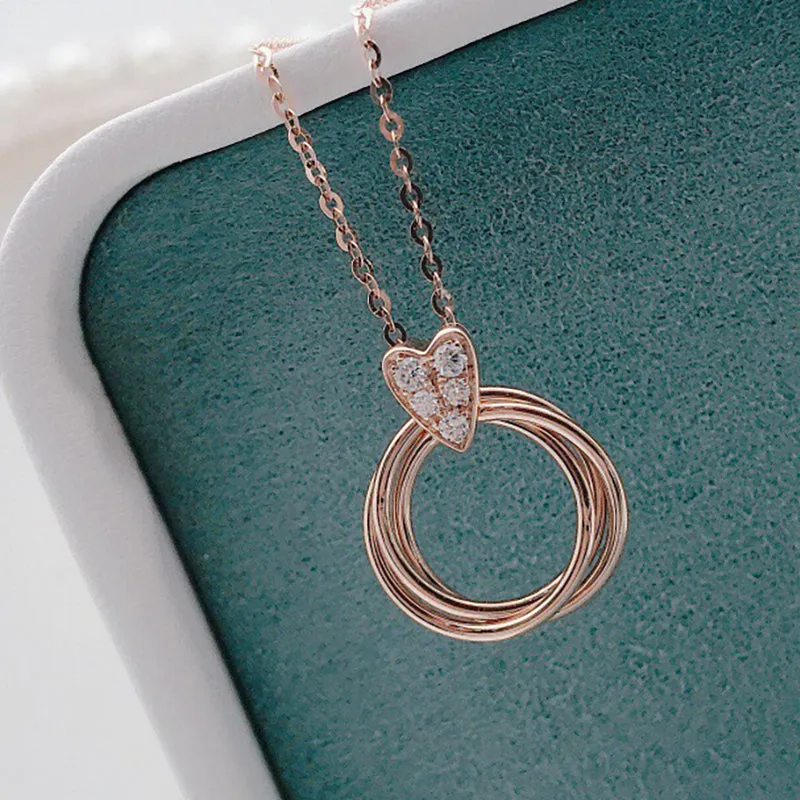 18K Gold 0.07ct Real Diamond Simple Fashion Pendant Necklace