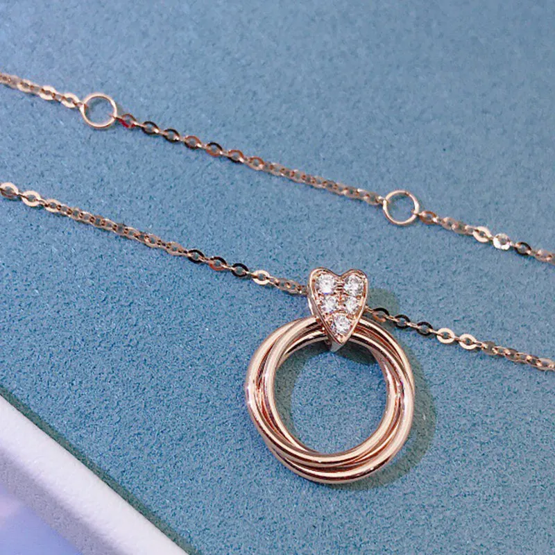 18K Gold 0.07ct Real Diamond Simple Fashion Pendant Necklace