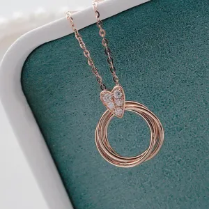 18K Gold 0.07ct Real Diamond Simple Fashion Pendant Necklace