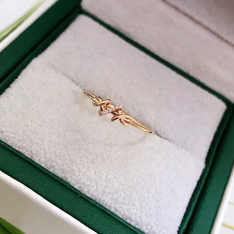 18K Gold Diamond Special-shaped Simple Diamond Ring Exclusively Handcrafted 0.015 Carat Natural Diamond (H-F Color, VS1-VS2 Clarity)