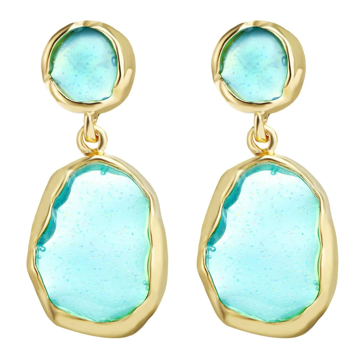 18K Gold-Plated & Green Oil Drip Drop Earring