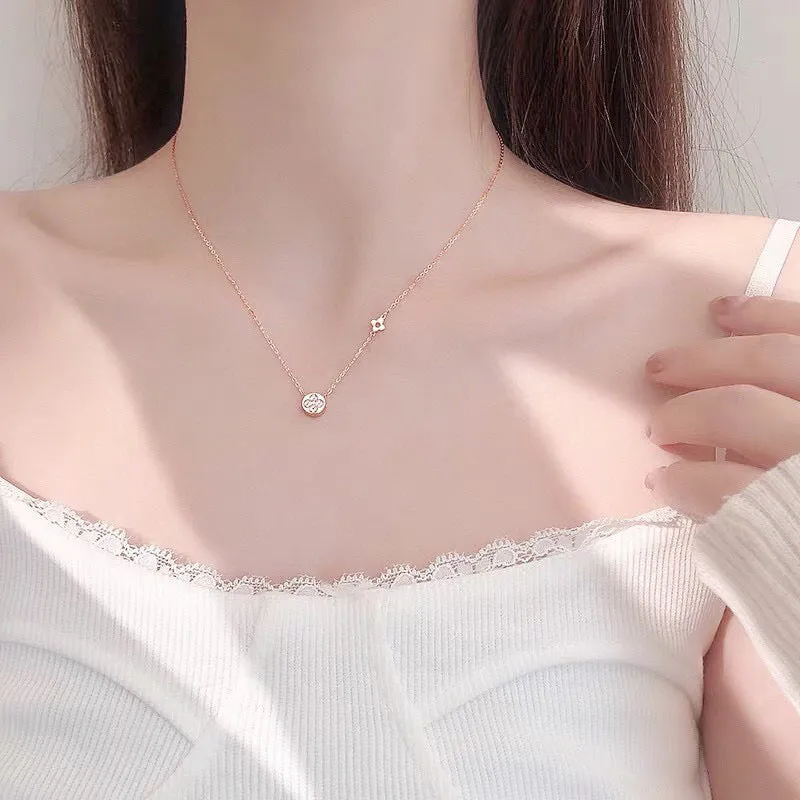 18K Gold Simple Necklace Exclusively Handcrafted 0.045 Natural Diamond (H-F Color, VS1-VS2 Clarity)