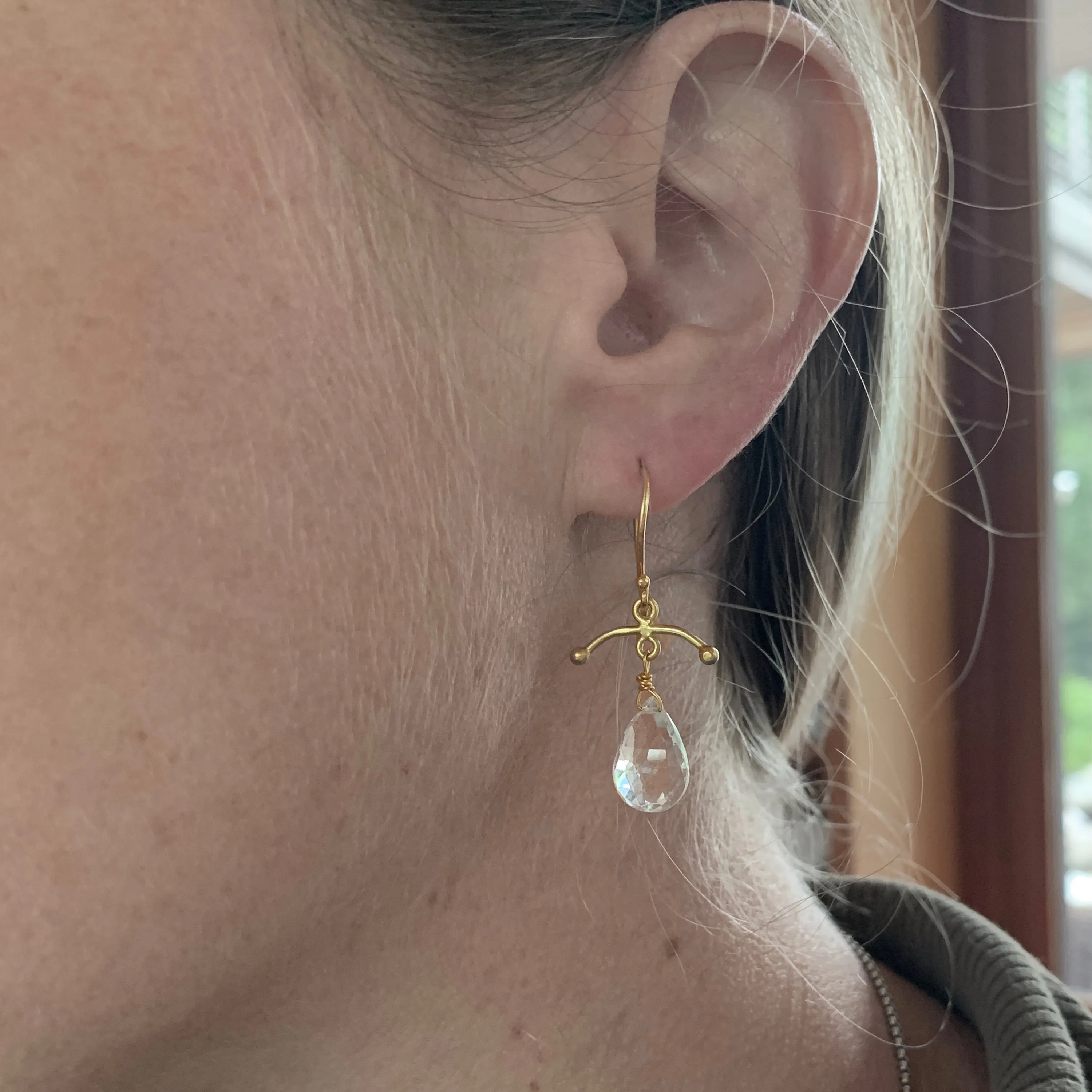 18K Gold Topaz Drop Earrings