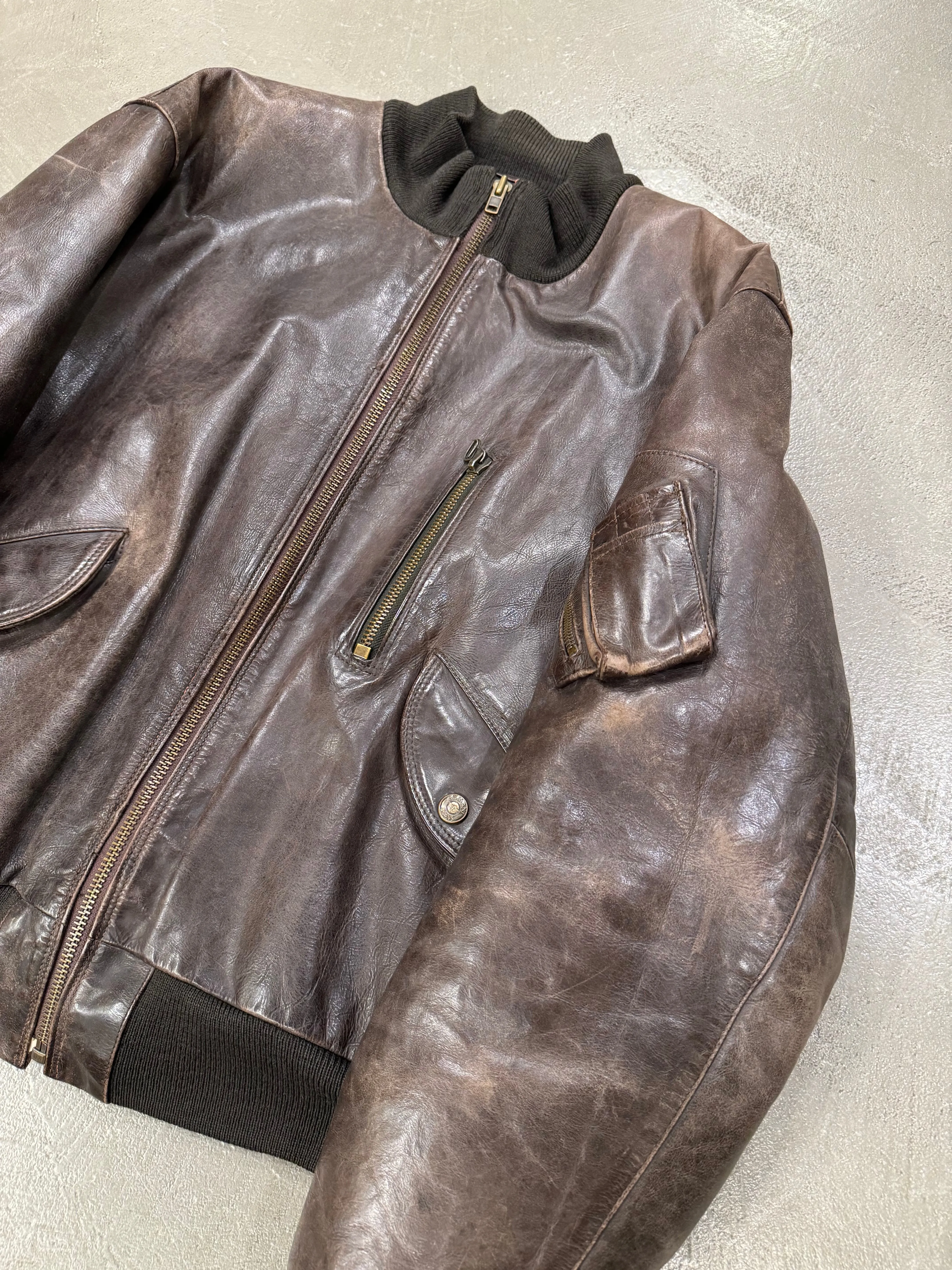 1980s ARMANI leather MA-1 bomber jacket