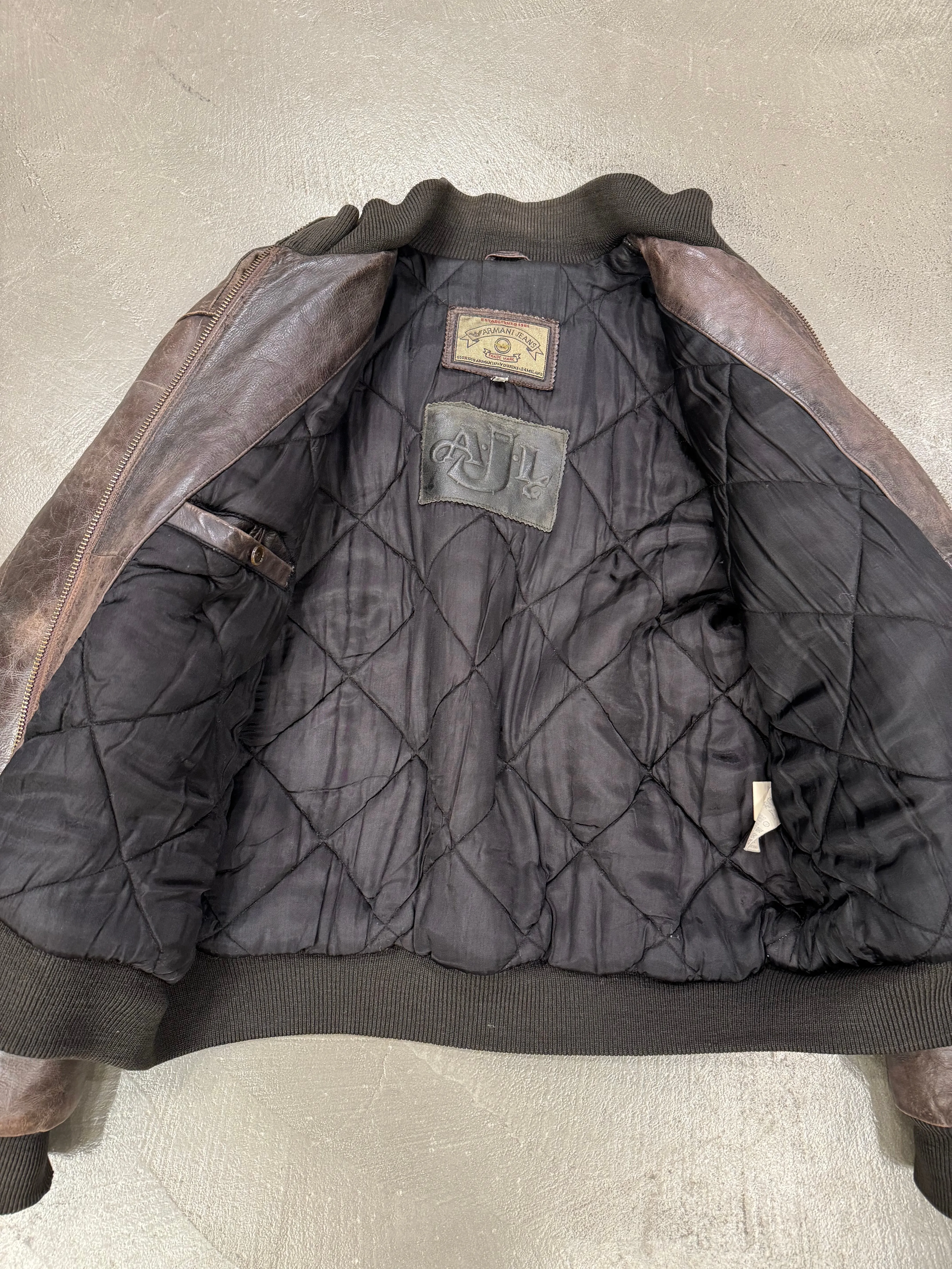 1980s ARMANI leather MA-1 bomber jacket