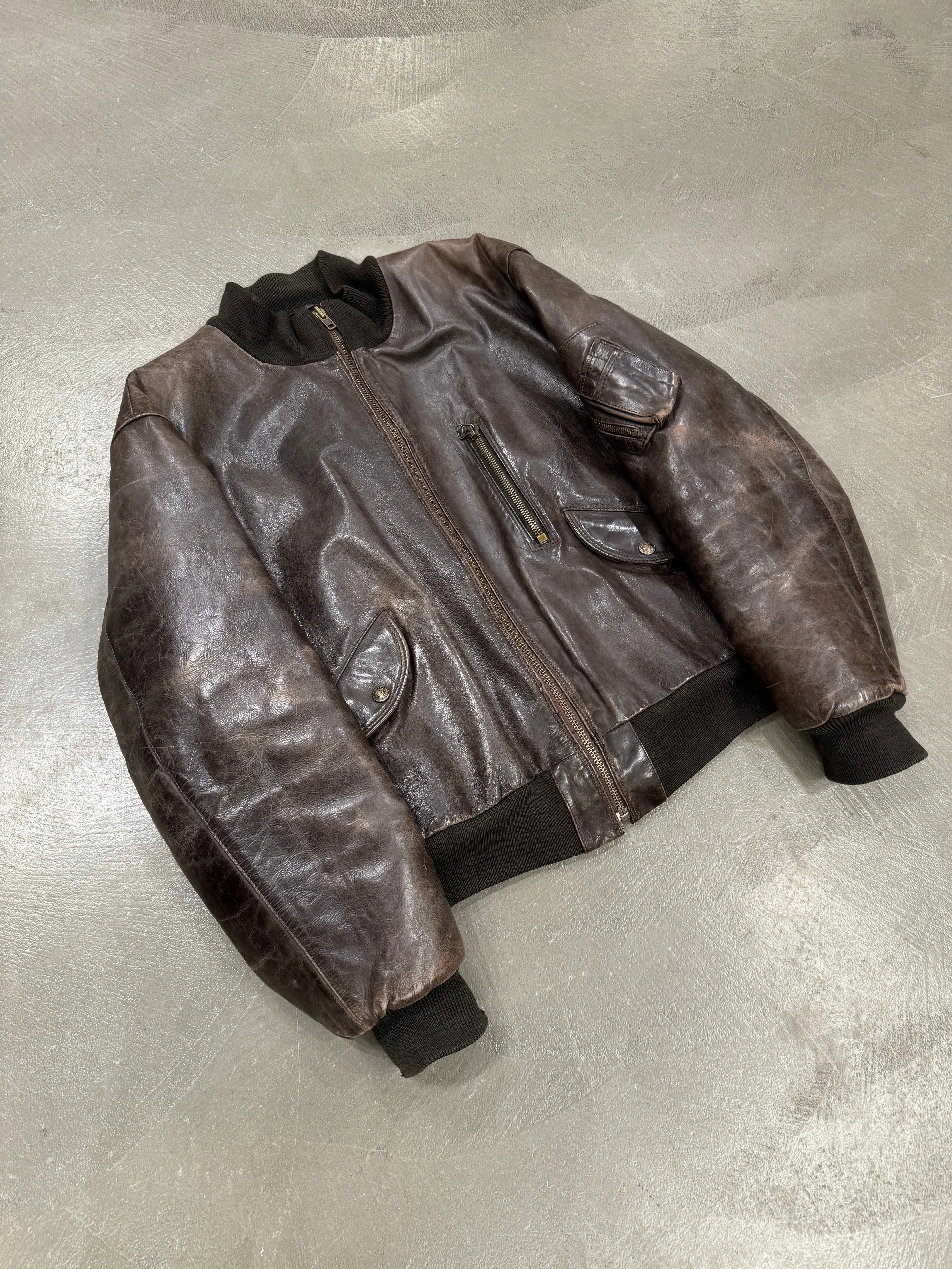 1980s ARMANI leather MA-1 bomber jacket