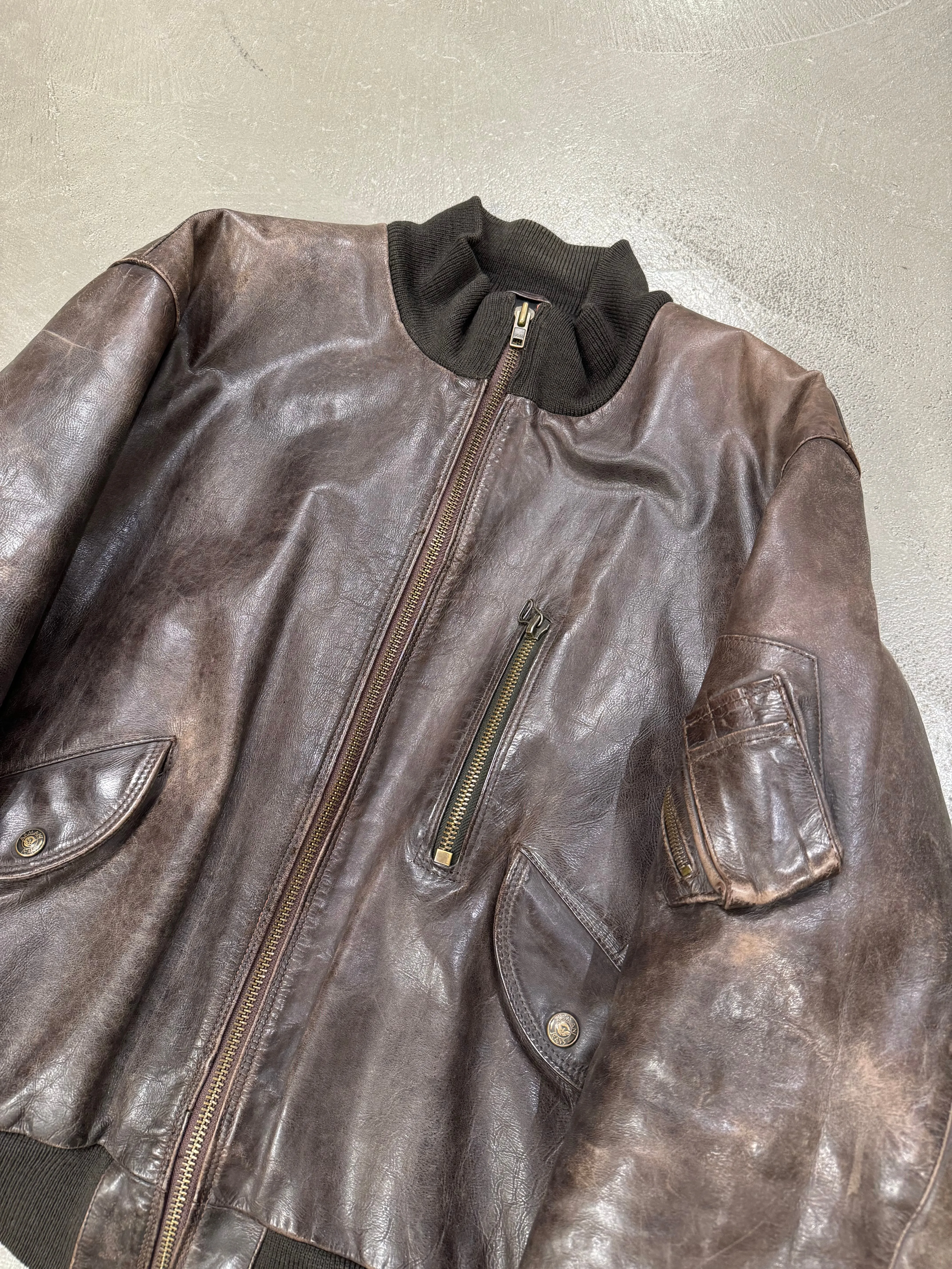 1980s ARMANI leather MA-1 bomber jacket