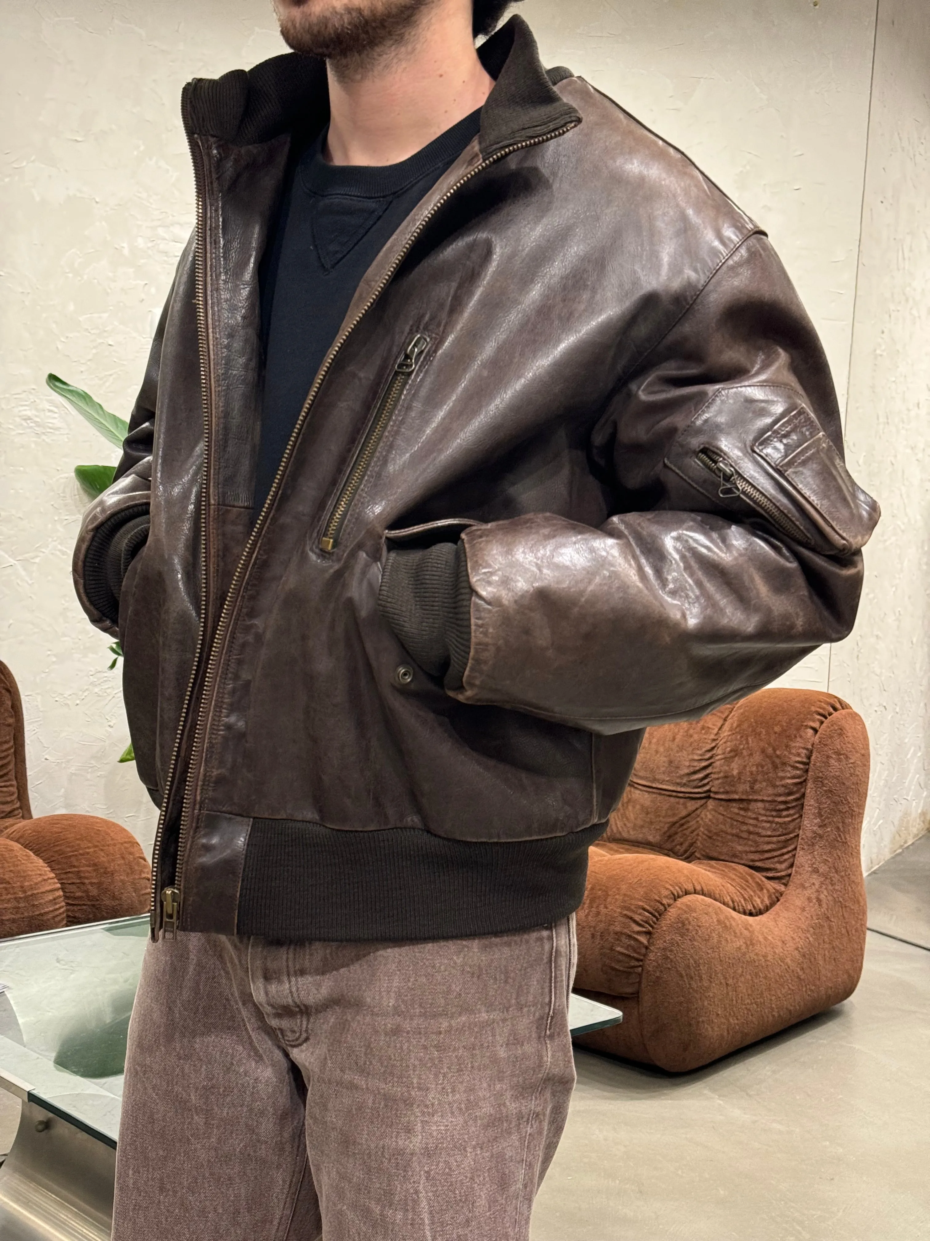 1980s ARMANI leather MA-1 bomber jacket