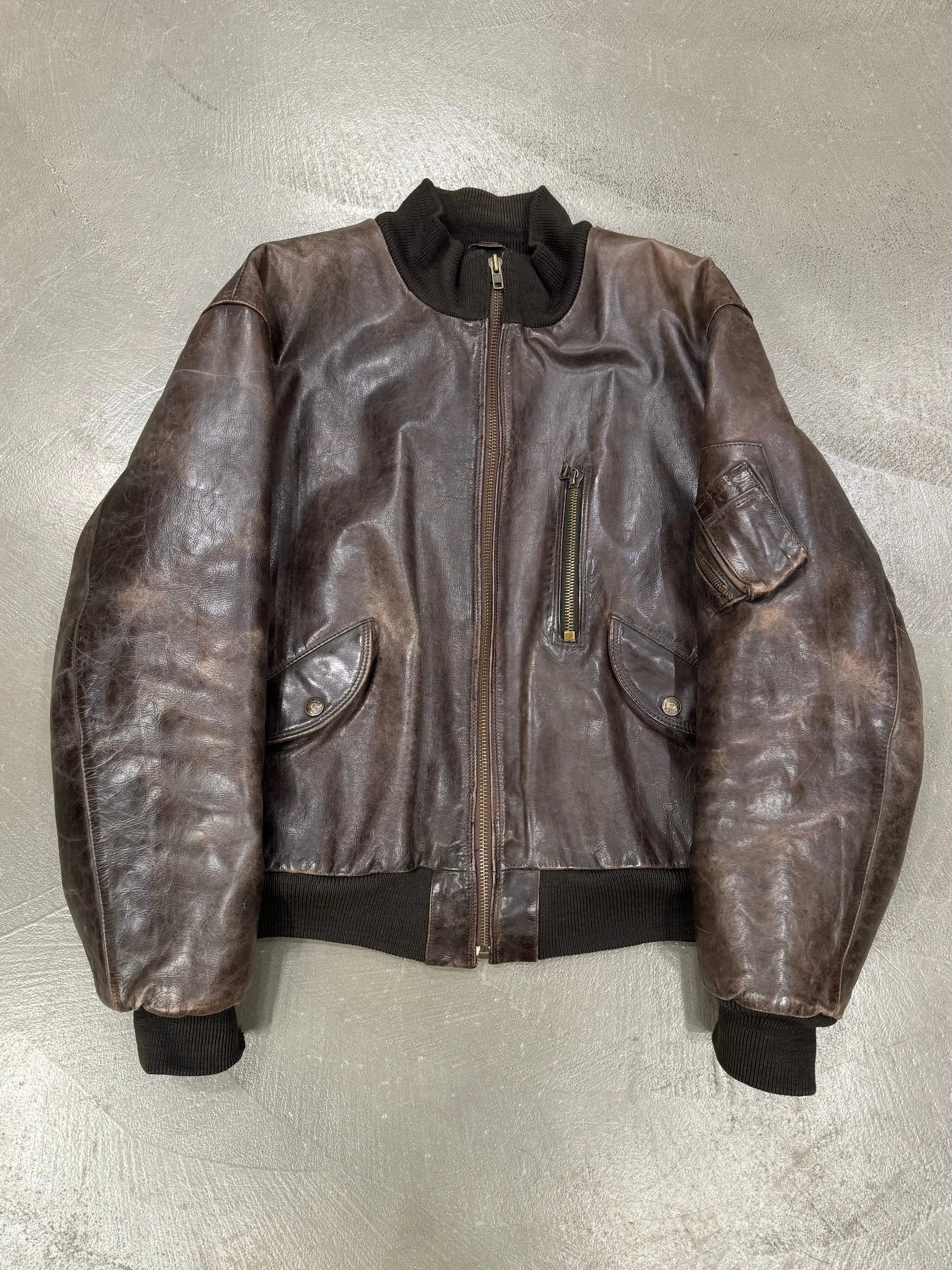 1980s ARMANI leather MA-1 bomber jacket
