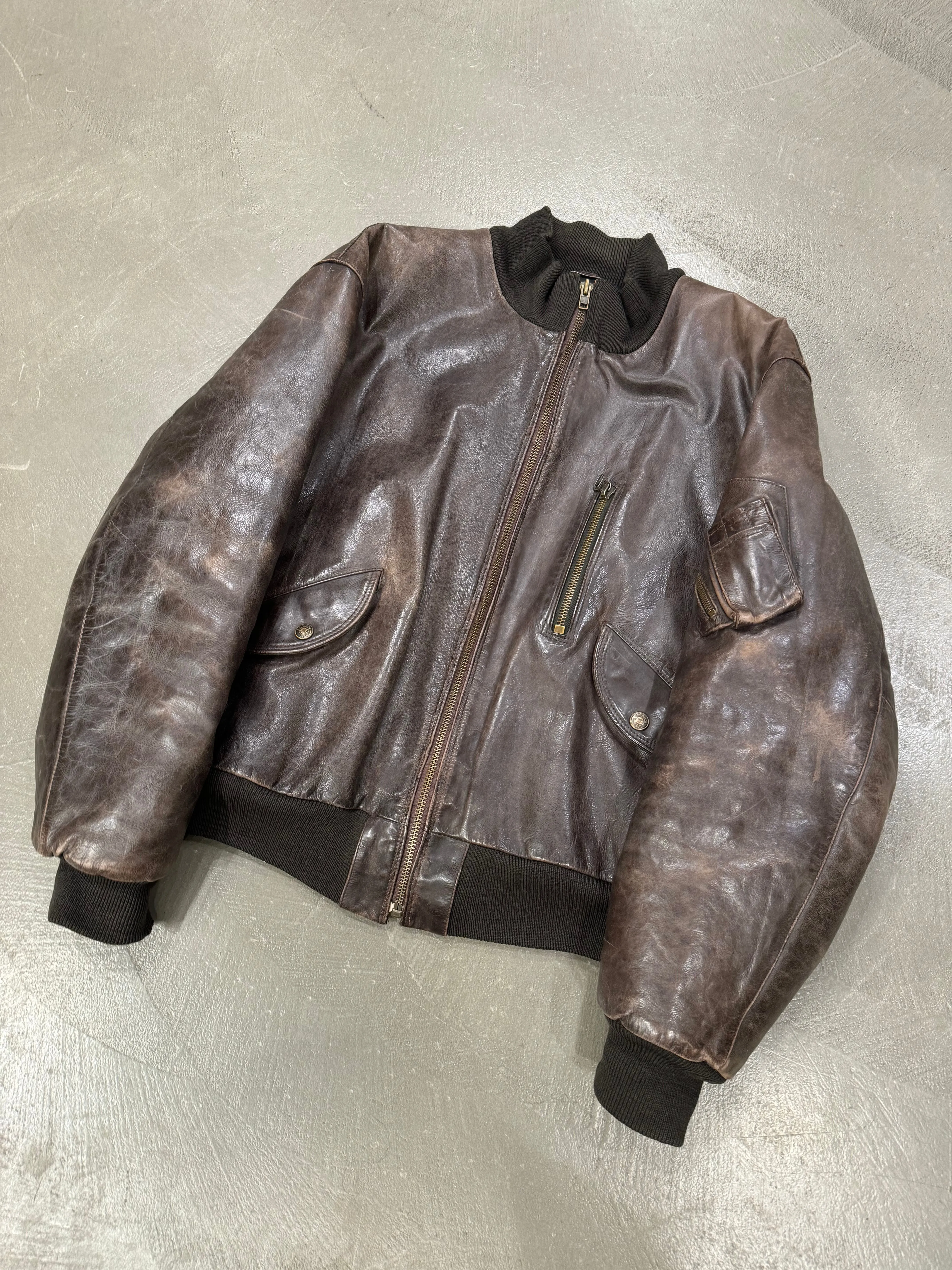 1980s ARMANI leather MA-1 bomber jacket
