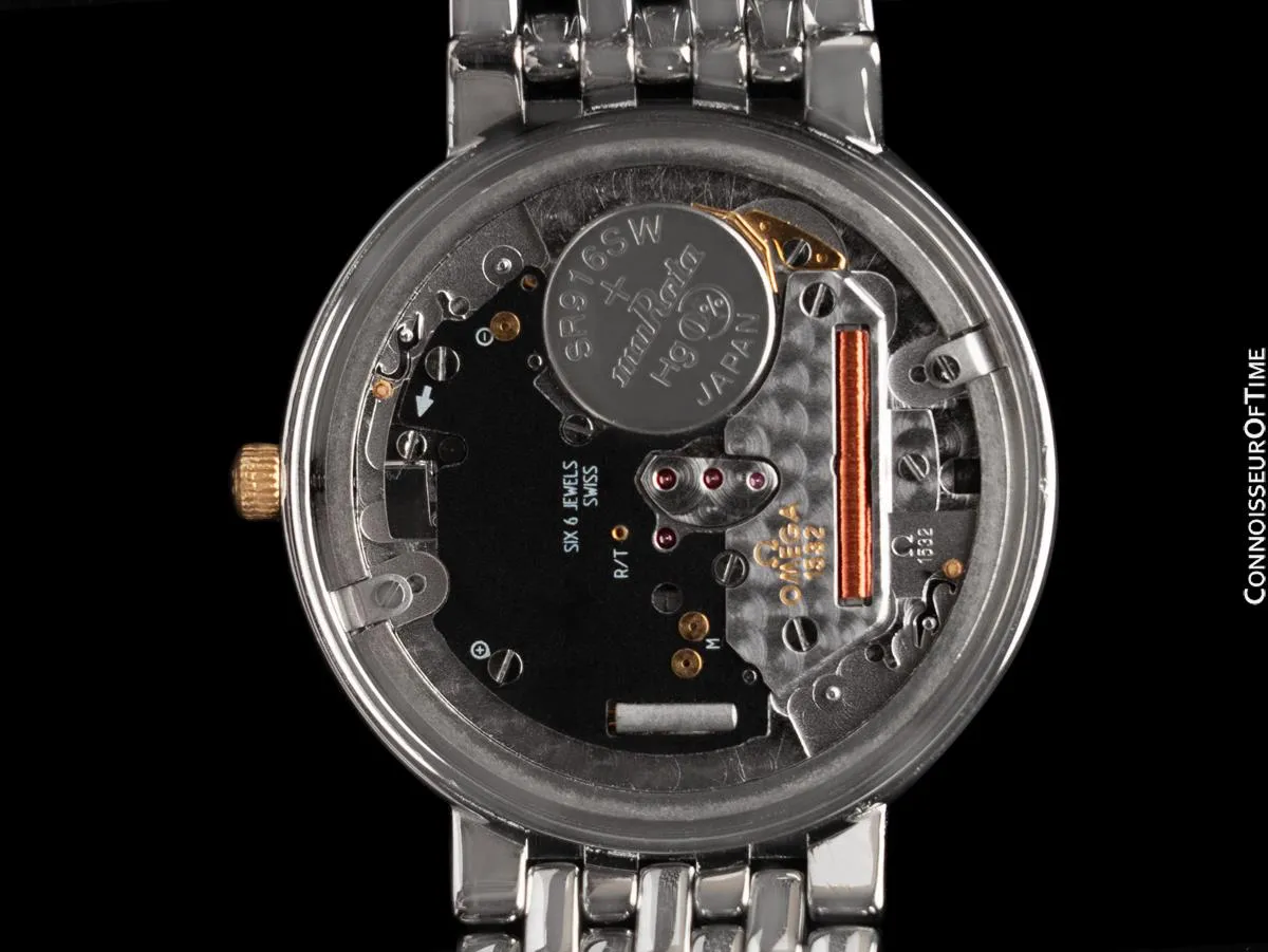 1995 Omega De Ville Mens Ultra Thin Dress Watch with Date & Bracelet - Stainless Steel & 18K Gold