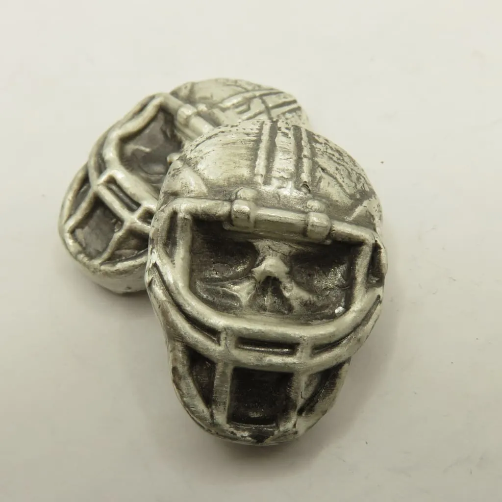 2 Oz MK BarZ "Gridiron Glory"- Football Skull Hand Poured .999 FS