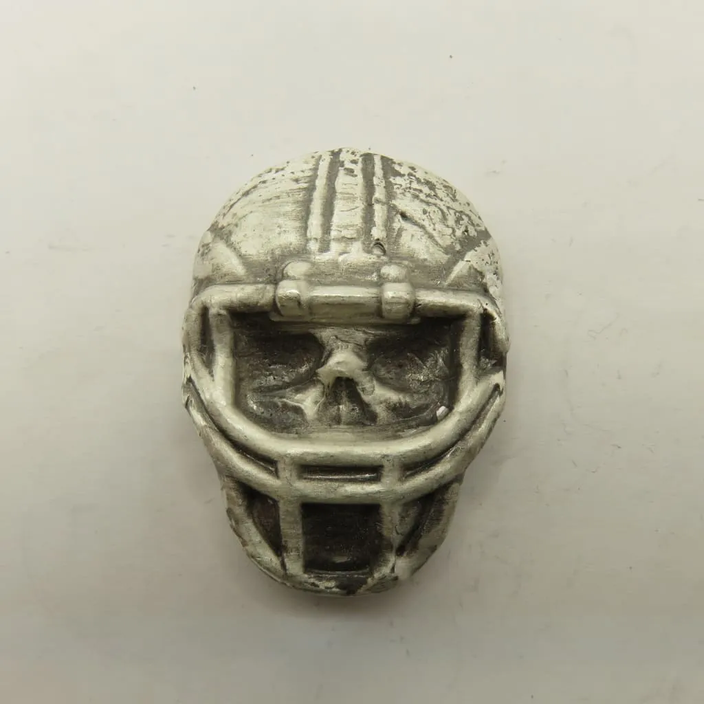 2 Oz MK BarZ "Gridiron Glory"- Football Skull Hand Poured .999 FS