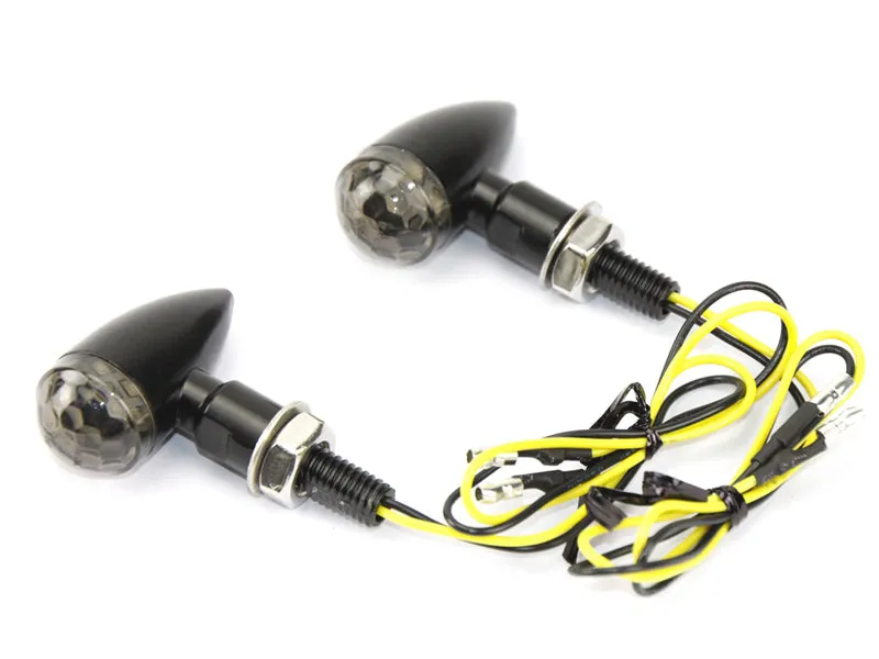 2 x LED Mini Bullet Motorcycle Turn Signal Indicators for Harley Street Sport Bike Chopper Custom E-Marked