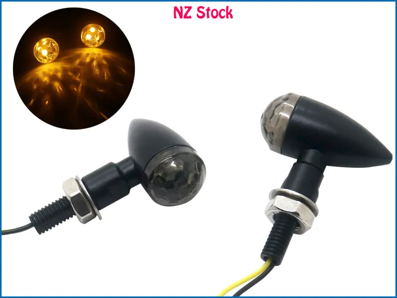 2 x LED Mini Bullet Motorcycle Turn Signal Indicators for Harley Street Sport Bike Chopper Custom E-Marked