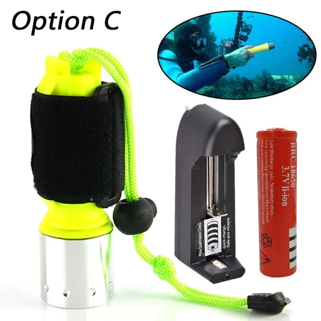 2000LM T6/ Q5 LED Waterproof scuba Diver Diving Flashlight underwater Flash Light Torch