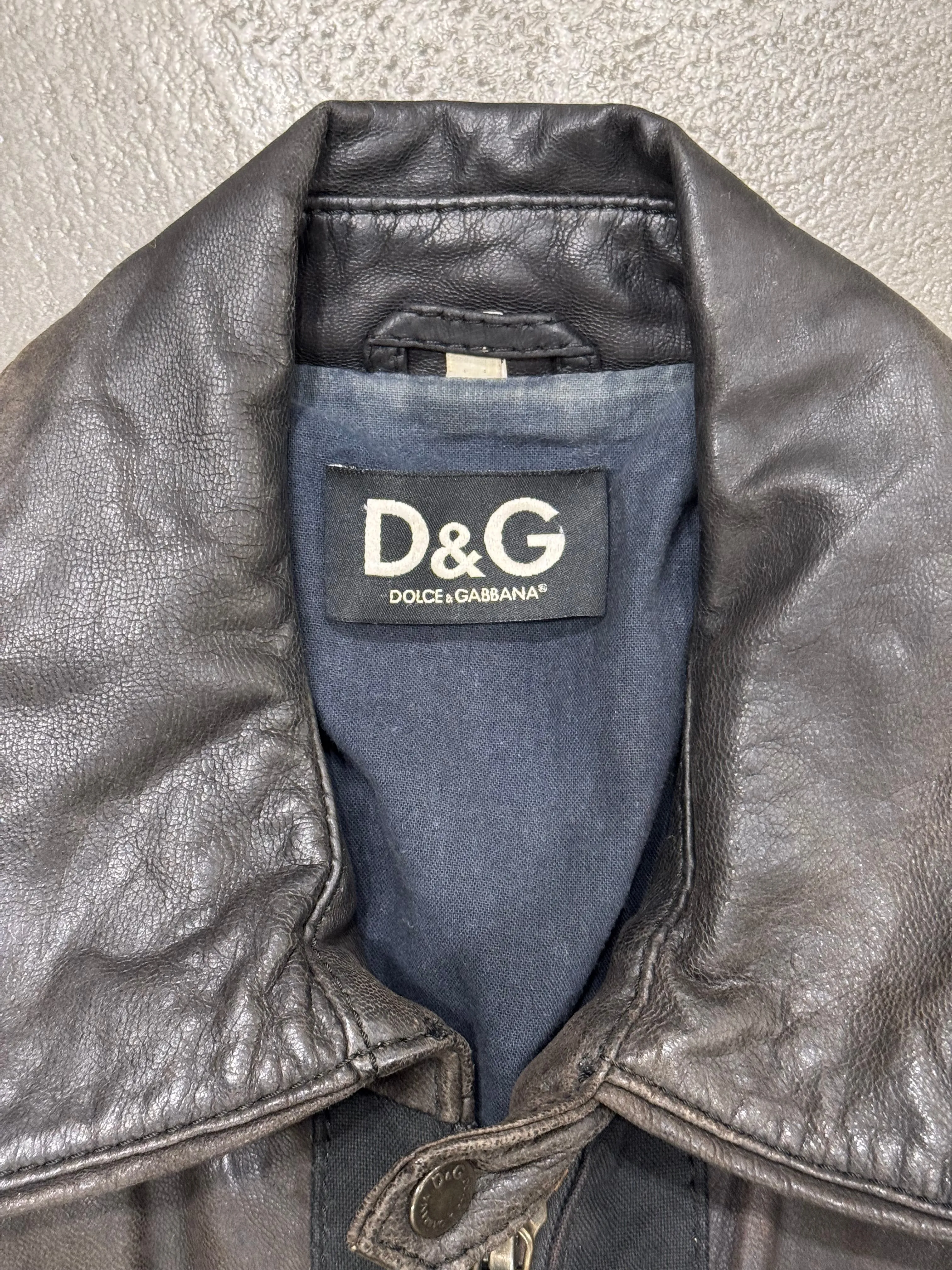 2000s Dolce & Gabbana military leather bomber jacket