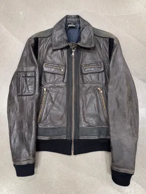 2000s Dolce & Gabbana military leather bomber jacket